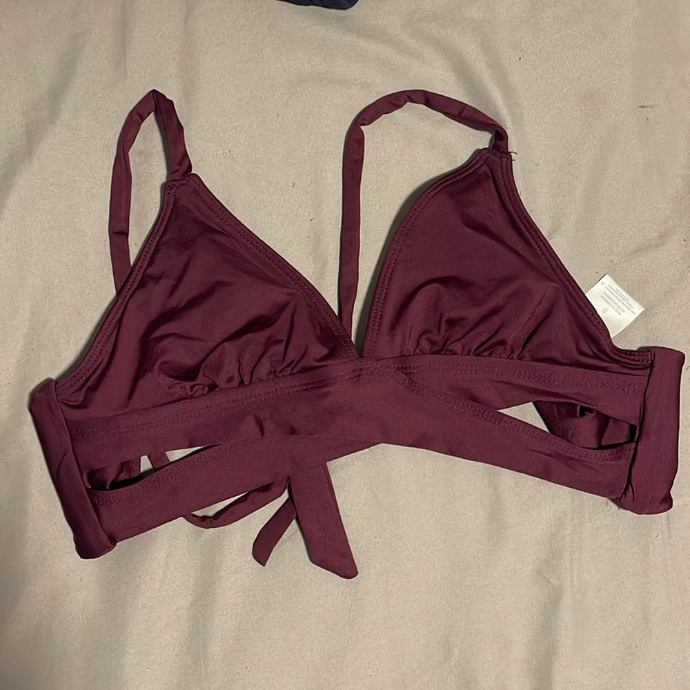 Small Kona Sol Halter Swim Top, Plum Color, Removable Padding